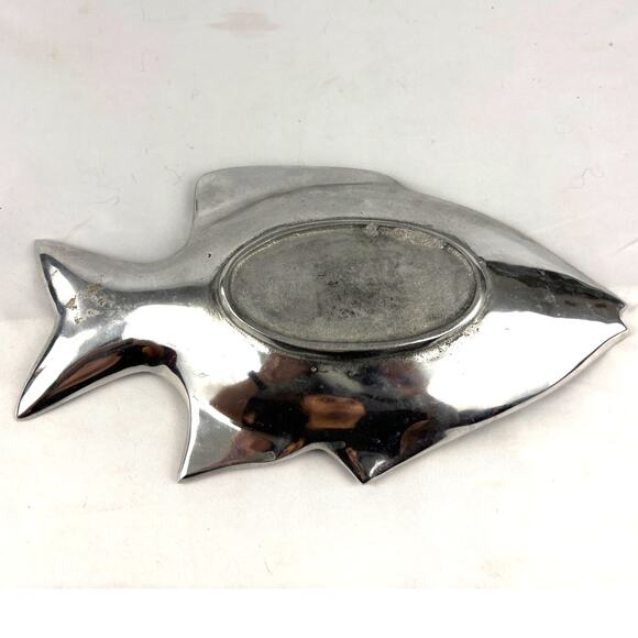 VTG Silver Cast Aluminum Fish Tray 11" Platter Dish - Picture 10 of 13